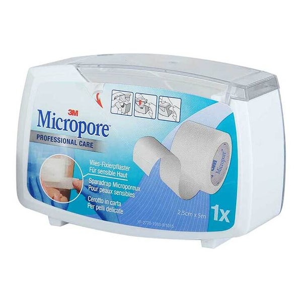 3M Micropore kuituteippi valkoinen 25 mm x 5 m katkokelalla
