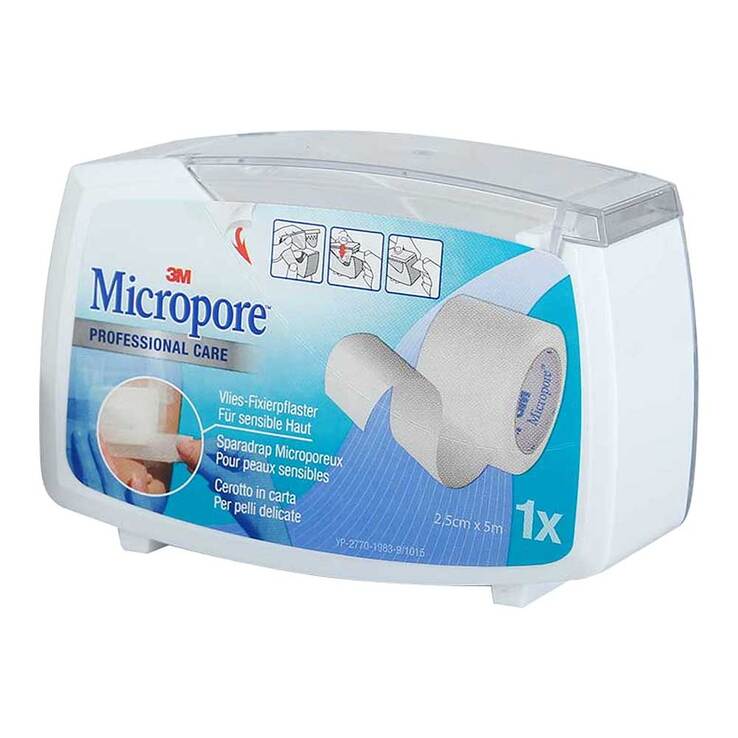 3M Micropore kuituteippi valkoinen 25 mm x 5 m katkokelalla
