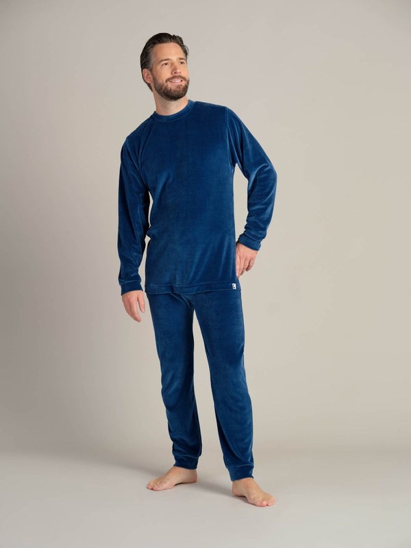 4Care miesten sininen samettihaalari selk&auml;vetoketjulla (1095)