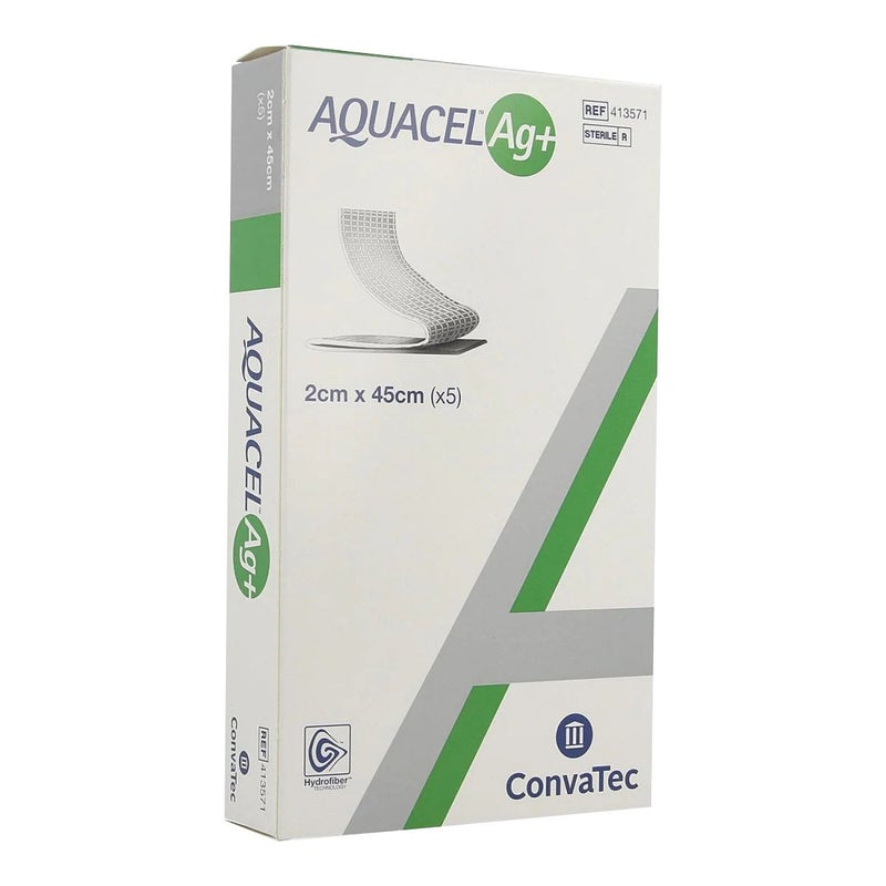 Aquacel Ag+ nauhasidos 2x45 cm, 5 kpl pakkaus