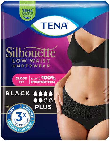 TENA Silhouette Plus Low Waist Black, Large, 10 kpl pakkaus
